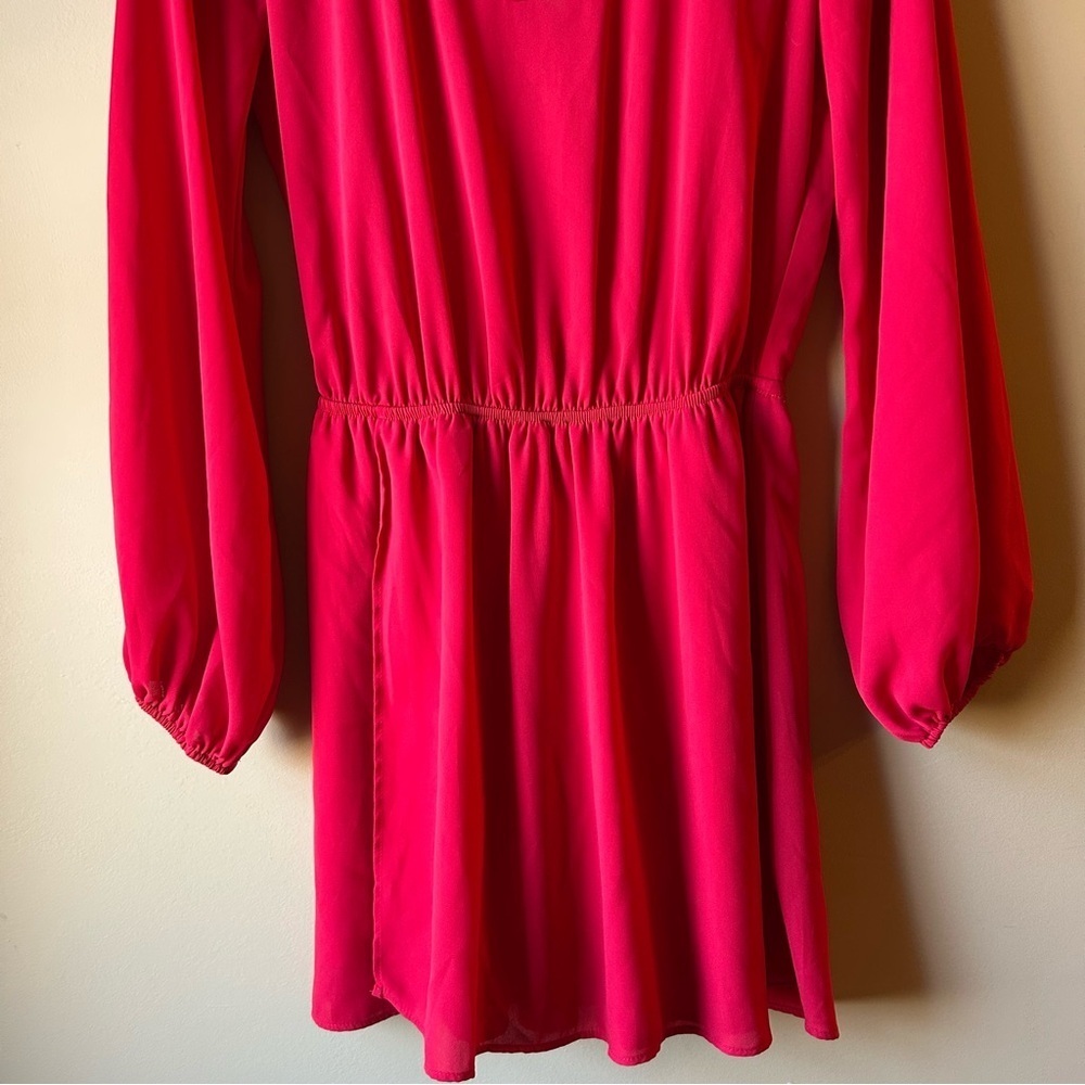 Show Me Your Mumu Women's Size Medium Red Rainey Mini Dress Long Sleeves Cut Out - Picture 6 of 14